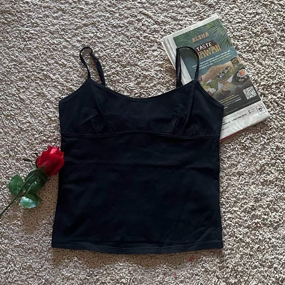 Black Stretch Cotton Camisole Top - Size S,